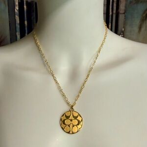 Coach Large Reversible Medallion Pendant 18k/.925 Necklace